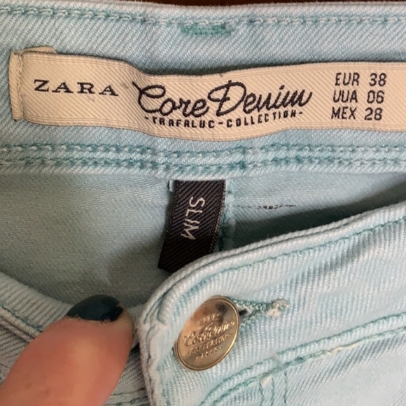 Zara mint green core denim slim fit skinny jeans Size 6 - Picture 4 of 10